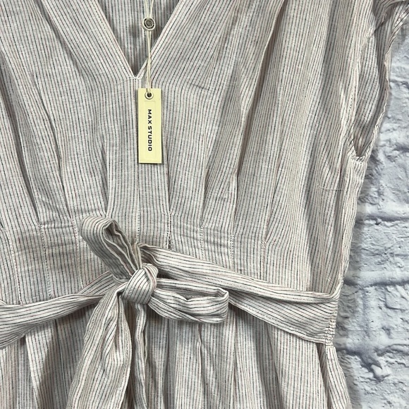 Max Studio Women's Cotton Tie Front Midi Dress | size medium | hi/low hem - Picture 5 of 10